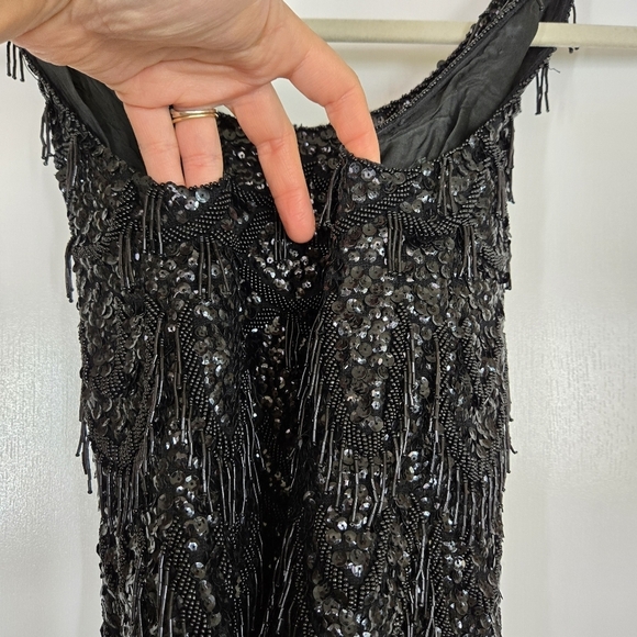 VTG 60s Heavy Beaded & Sequin Scoop Neck Glam Rock Women's Small Lambs Wool Silk - Picture 13 of 17